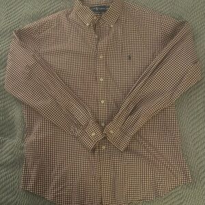 Ralph Lauren burgundy and White Plaid Button Down Shirt